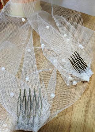 Вуалетка жемчужная для свадьбы или вечеринки.