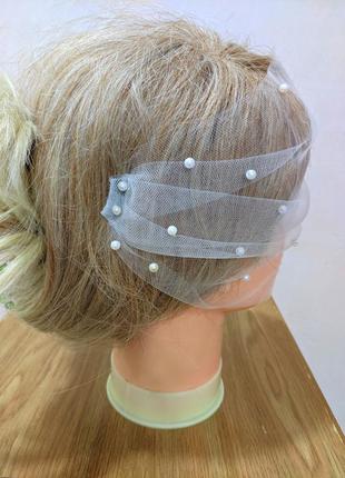 Вуалетка жемчужная для свадьбы или вечеринки.