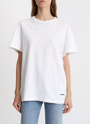 Базова біла футболка jil sander з органічного котону m/l