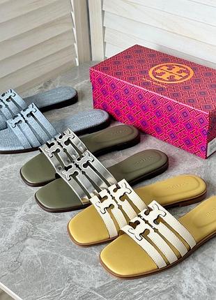 Шльопанці жіночі шкіряні  tory burch