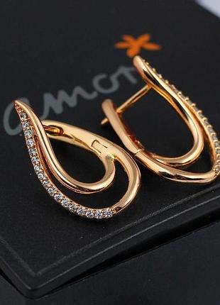 Серьги xuping jewelry скобочка 2.2 см золотистые love-shopping