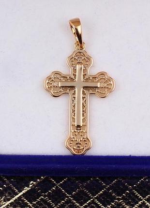 Хрестик xuping jewelry накладний гладкий на ажурний 3.5 см золотистий love-shopping