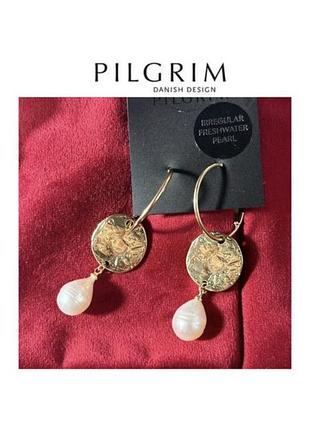 Pilgrim з  сережки з перлинами позолота