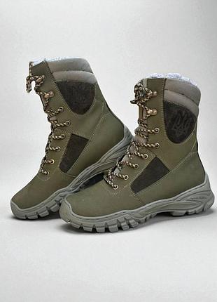 Тактические мужские зимние берцы кожаные. 36-49р олива. усиленный носок и пятка! dszm-1044 48
