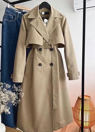 Must have! неймовірно стильний подовжений бежевий, класичний тренч, плащ zara.