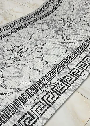 Коврик аквамат мрамор меандр на метраж ширина 80 см для ванной туалета кухни коридора дорожка универсальная