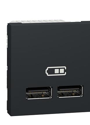 Розетка usb двойная 2.1 а, 2 модуля антрацит new unica