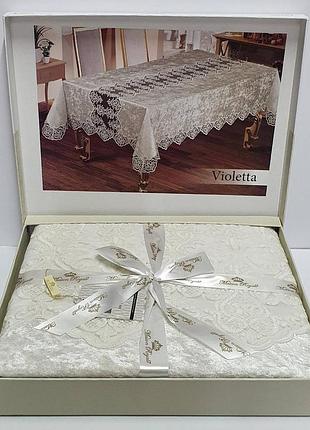 Скатертина велюр maison royale 160x260 violetta cream