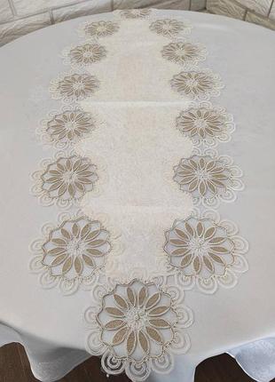 Дорожка велюровая acme с кружевом 45*140 sahra cream