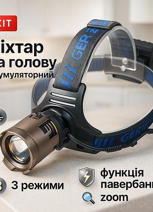 Фонарик налобник, налобный фонарь для сто, мощный фонарь на голову на голову для бега yt-55