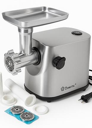 Электрическая мясорубка с колбасной насадкой domotec ms-2021s 3000 вт, мясорубка с 4 насадками rc-51