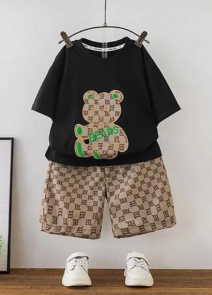 Детский комплект (шорты+футболка) bears для мальчиков 90 см черный