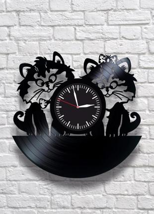 "кошечки" - настенные часы из виниловых пластинок. уникальный подарок! в наличии!
