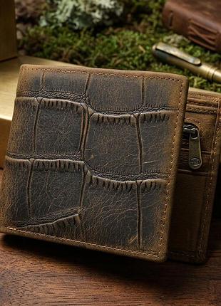 Чоловічий гаманець для карток купюр та документів vintage 20042 коричневий