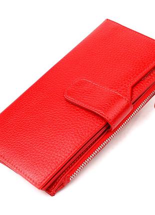 Вертикальный женский кошелек из натуральной кожи canpellini 21640 красный