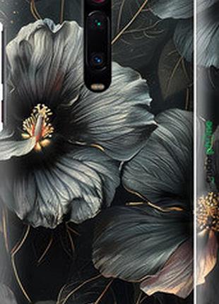 Чехол на xiaomi redmi k20 pro черные цветы "6031m-1816-2448"