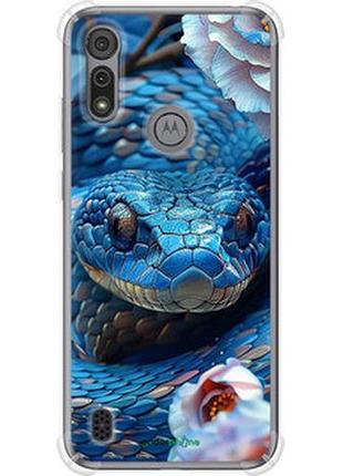 Чехол на motorola e6s blue snake "6079sp-2001-2448"