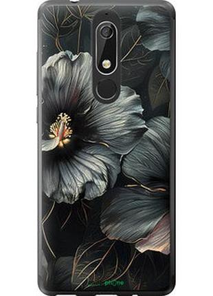 Чехол на nokia 5.1 черные цветы "6031u-1529-2448"