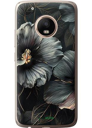 Чехол на motorola moto g5 plus черные цветы "6031u-1038-2448"