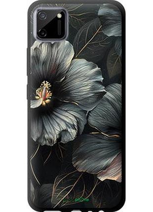 Чехол на realme c11 2020 черные цветы "6031b-2031-2448"