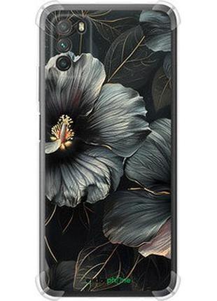 Чехол на xiaomi poco m3 черные цветы "6031sp-2200-2448"