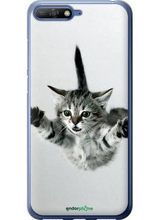 Чехол на huawei y6 2018 летящий котёнок "2322t-1637-2448"