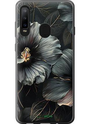 Чехол на samsung galaxy a8s черные цветы "6031u-1636-2448"