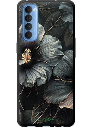 Чехол на oppo reno 4 pro черные цветы "6031b-2024-2448"