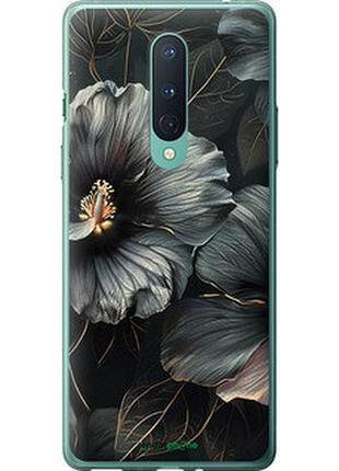 Чехол на oneplus 8 черные цветы "6031t-1902-2448"