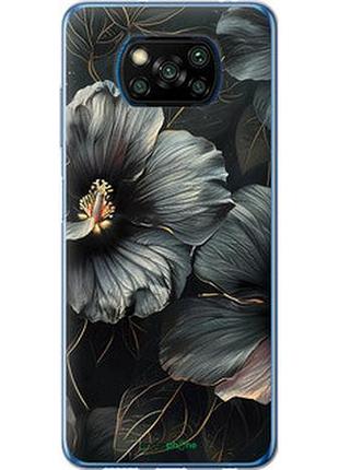 Чехол на xiaomi poco x3 pro черные цветы "6031u-2938-2448"