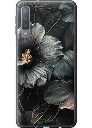 Чехол на samsung galaxy a7 (2018) a750f черные цветы "6031u-1582-2448"
