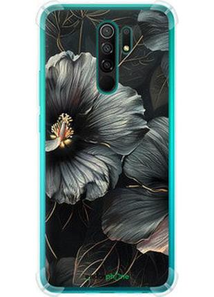 Чехол на xiaomi redmi 9 черные цветы "6031sp-2019-2448"