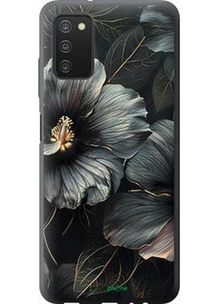 Чехол на samsung galaxy a03s a037f черные цветы "6031u-2381-2448"