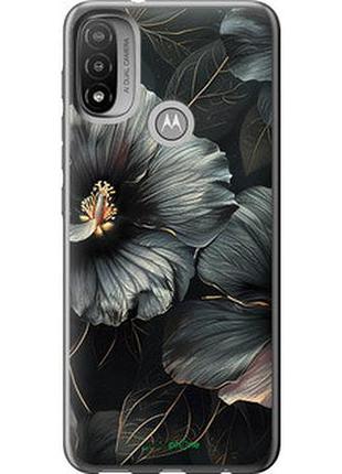 Чехол на motorola e20 черные цветы "6031u-2509-2448"