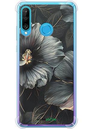 Чехол на huawei p30 lite черные цветы "6031sp-1651-2448"