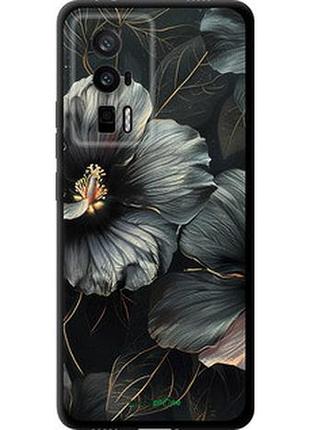 Чехол на xiaomi redmi k60 черные цветы "6031b-2973-2448"