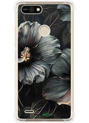 Чехол на tecno pop 2f b1f черные цветы "6031sp-2391-2448"