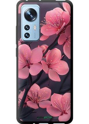 Чохол на xiaomi 12 пурпурова сакура "6075b-2555-2448"