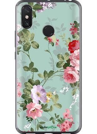 Чехол на xiaomi mi max 3 цветочные обои 2 "862t-1534-2448"