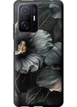 Чехол на xiaomi 11t черные цветы "6031b-2487-2448"
