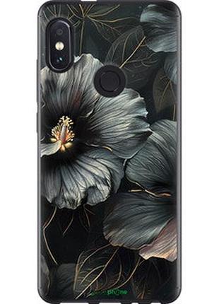 Чехол на xiaomi redmi note 5 pro черные цветы "6031t-1353-2448"