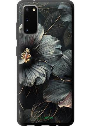 Чехол на samsung galaxy s20 черные цветы "6031b-1824-2448"