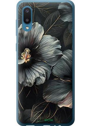 Чехол на samsung galaxy a02 a022g черные цветы "6031t-2260-2448"