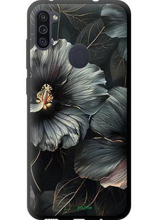 Чехол на samsung galaxy m11 m115f черные цветы "6031b-1905-2448"