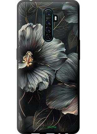 Чехол на oppo reno ace черные цветы "6031b-1964-2448"