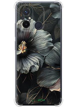 Чехол на xiaomi redmi 12c черные цветы "6031sp-2962-2448"