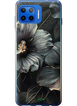 Чехол на motorola moto g plus черные цветы "6031u-2202-2448"