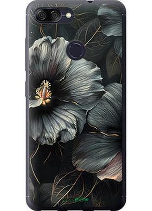 Чехол на asus zenfone max plus m1 zb570tl черные цветы "6031u-1361-2448"