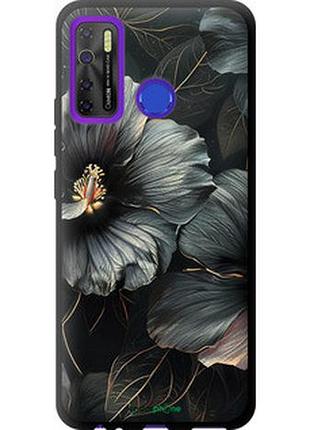 Чехол на tecno camon 15 черные цветы "6031b-2405-2448"