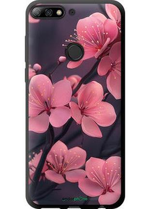 Чохол на huawei y7 prime 2018 пурпурова сакура "6075b-1509-2448"